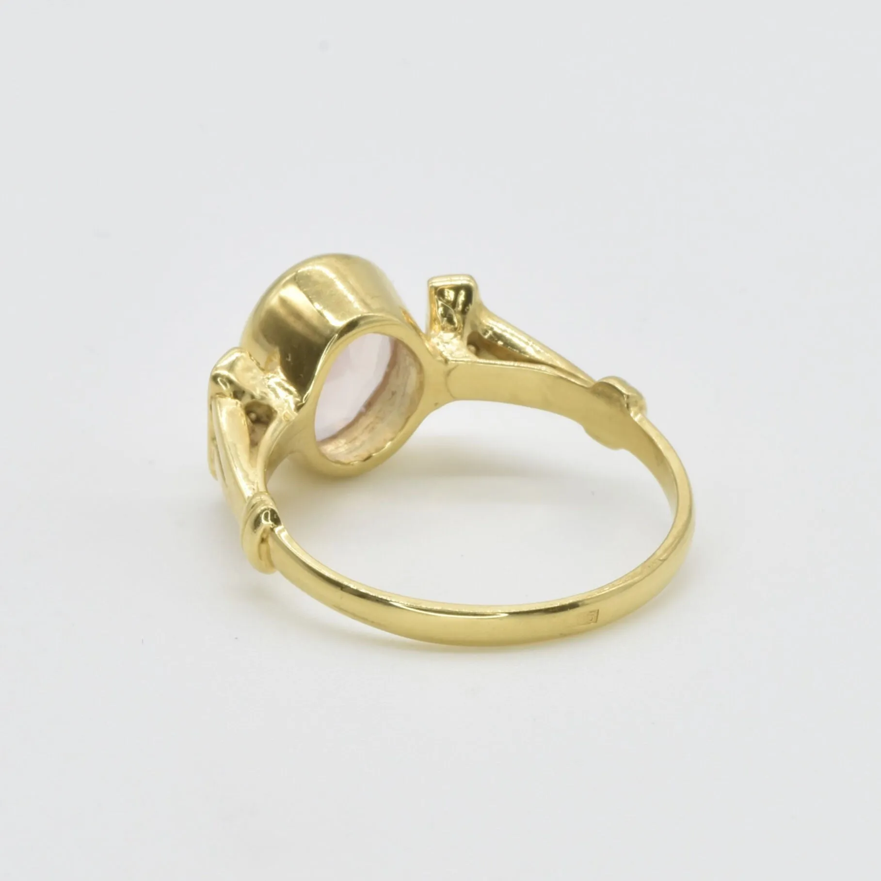 Gold Quartz Ring - Natural Rose Quartz Ring - Pink Vintage Ring