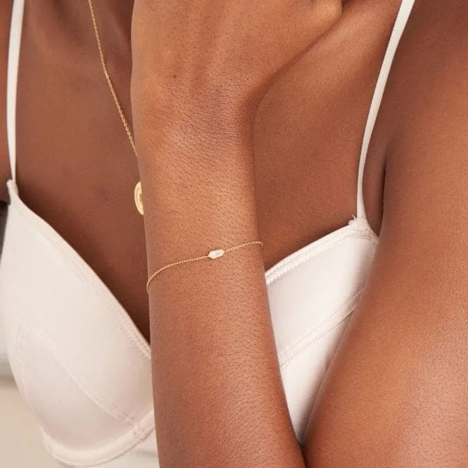 Gold Sparkle Emblem Chain Bracelet B041-02G-W