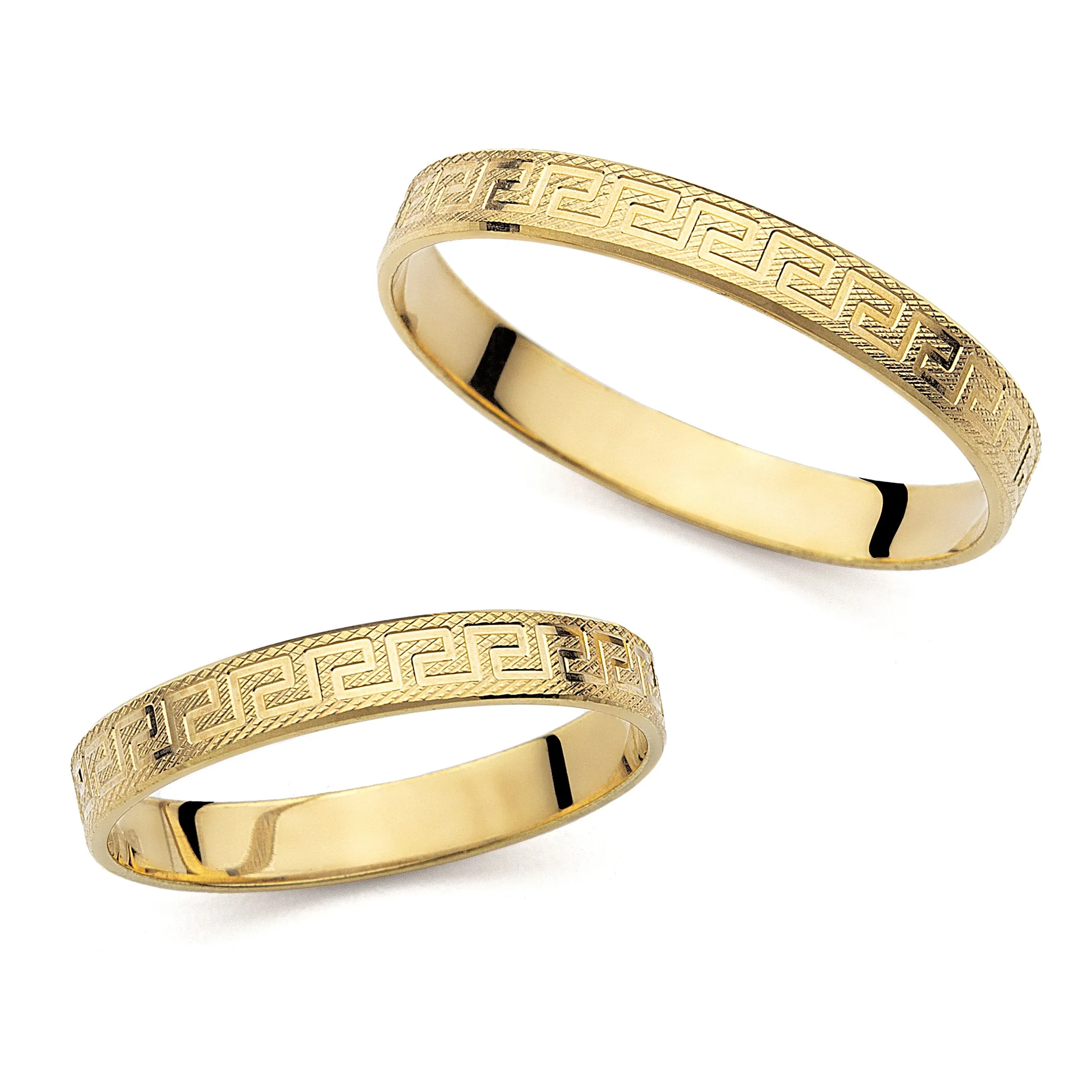 Greek Key Wedding Band Set (Promise Rings) 3059