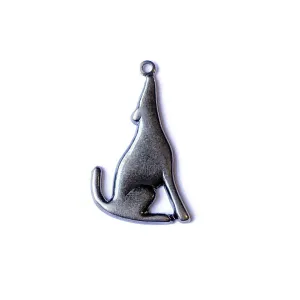 Gunmetal Silver Howling Wolf Charm Pendant