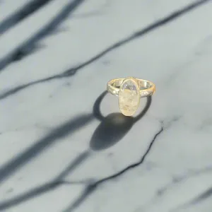 Hand Crafted Moonstone Ring Set In Sterling Silver-Size 6
