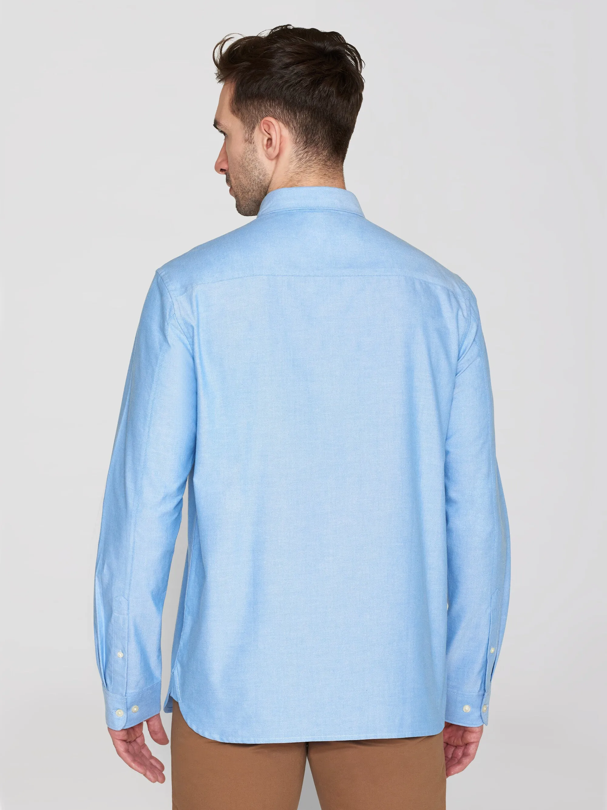 Harald Small Owl Oxford Regular Fit Shirt - GOTS/Vegan - Lapis Blue