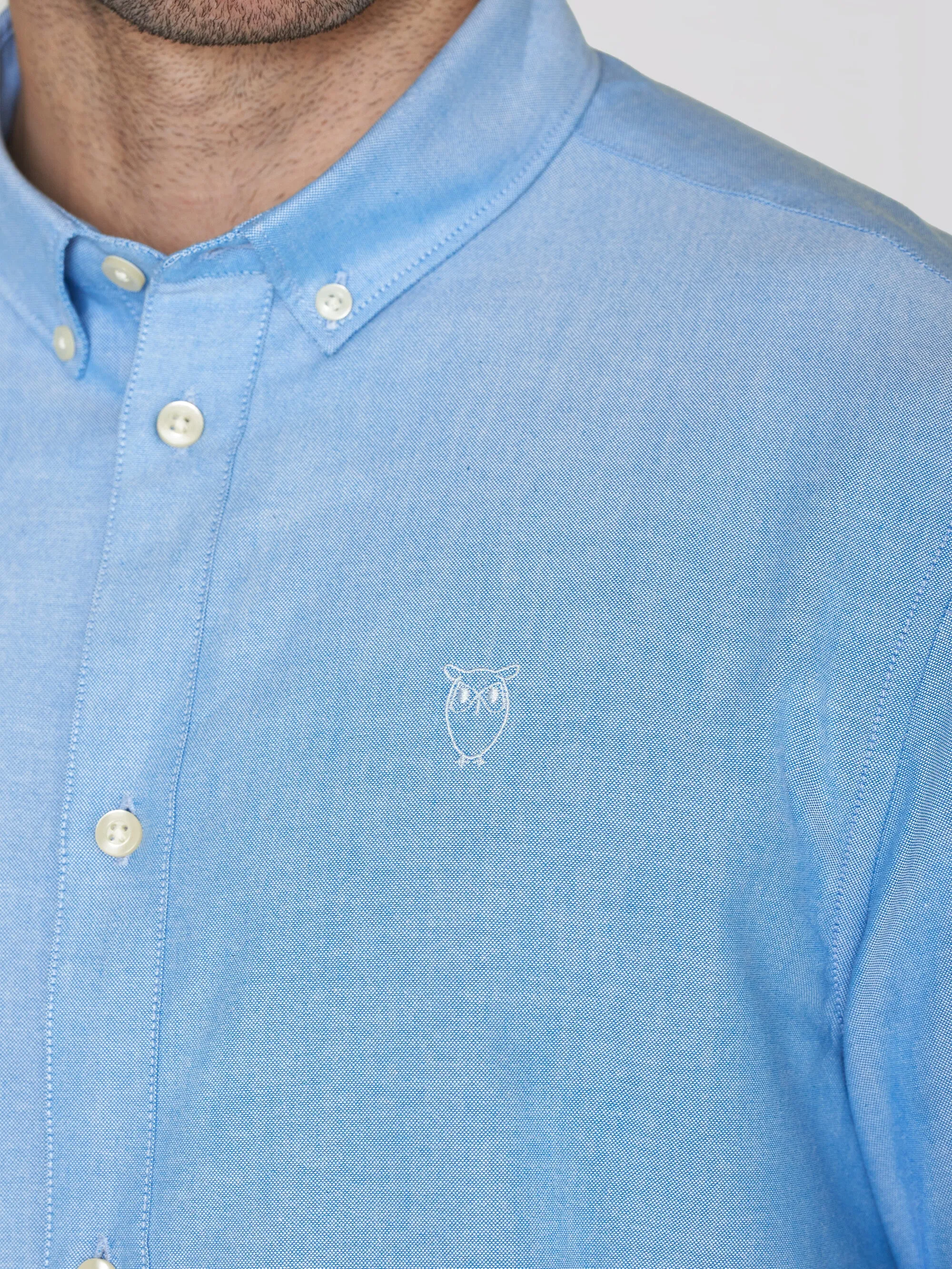 Harald Small Owl Oxford Regular Fit Shirt - GOTS/Vegan - Lapis Blue