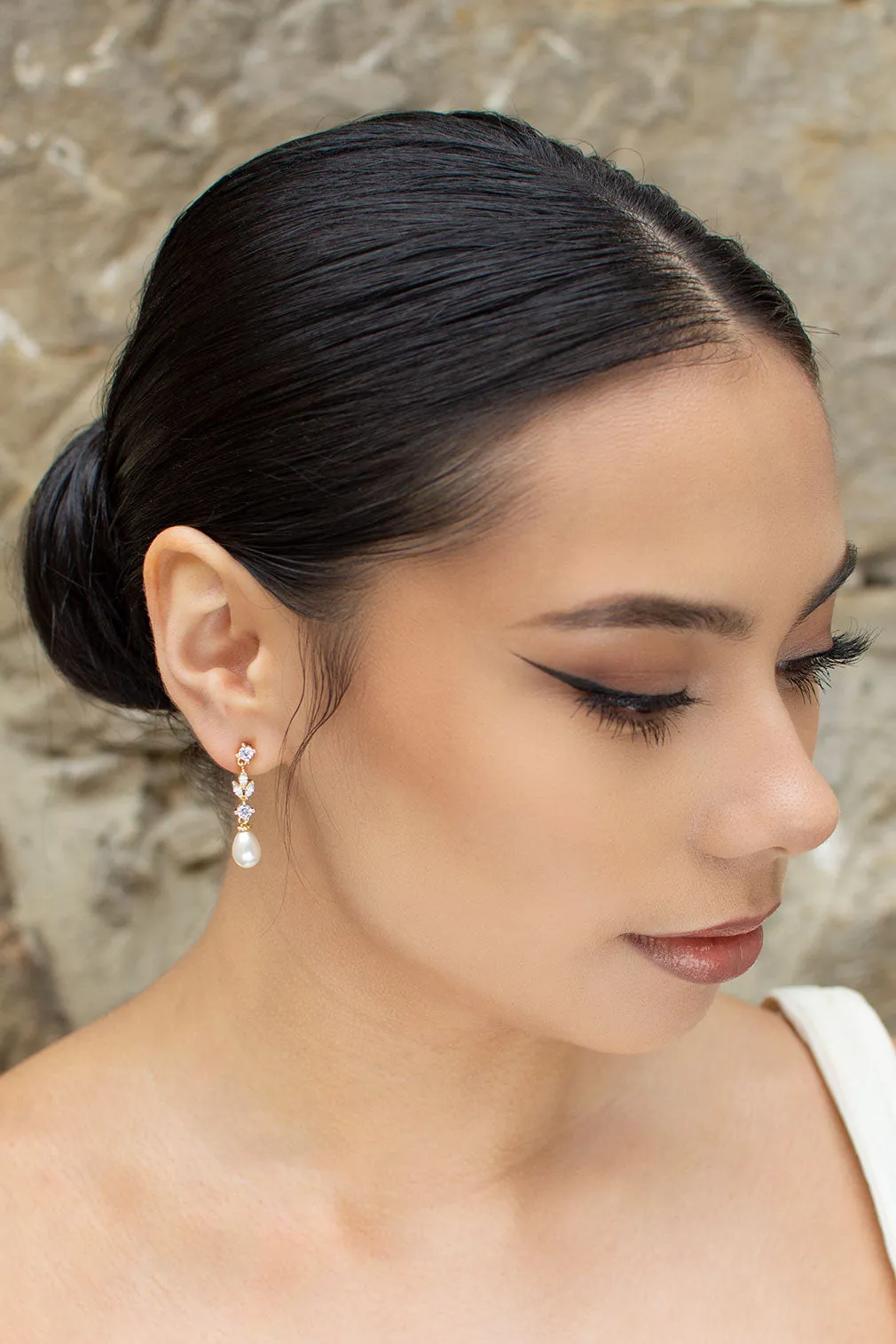 Hazel - Delicate Pearl Drop Bridal Earrings