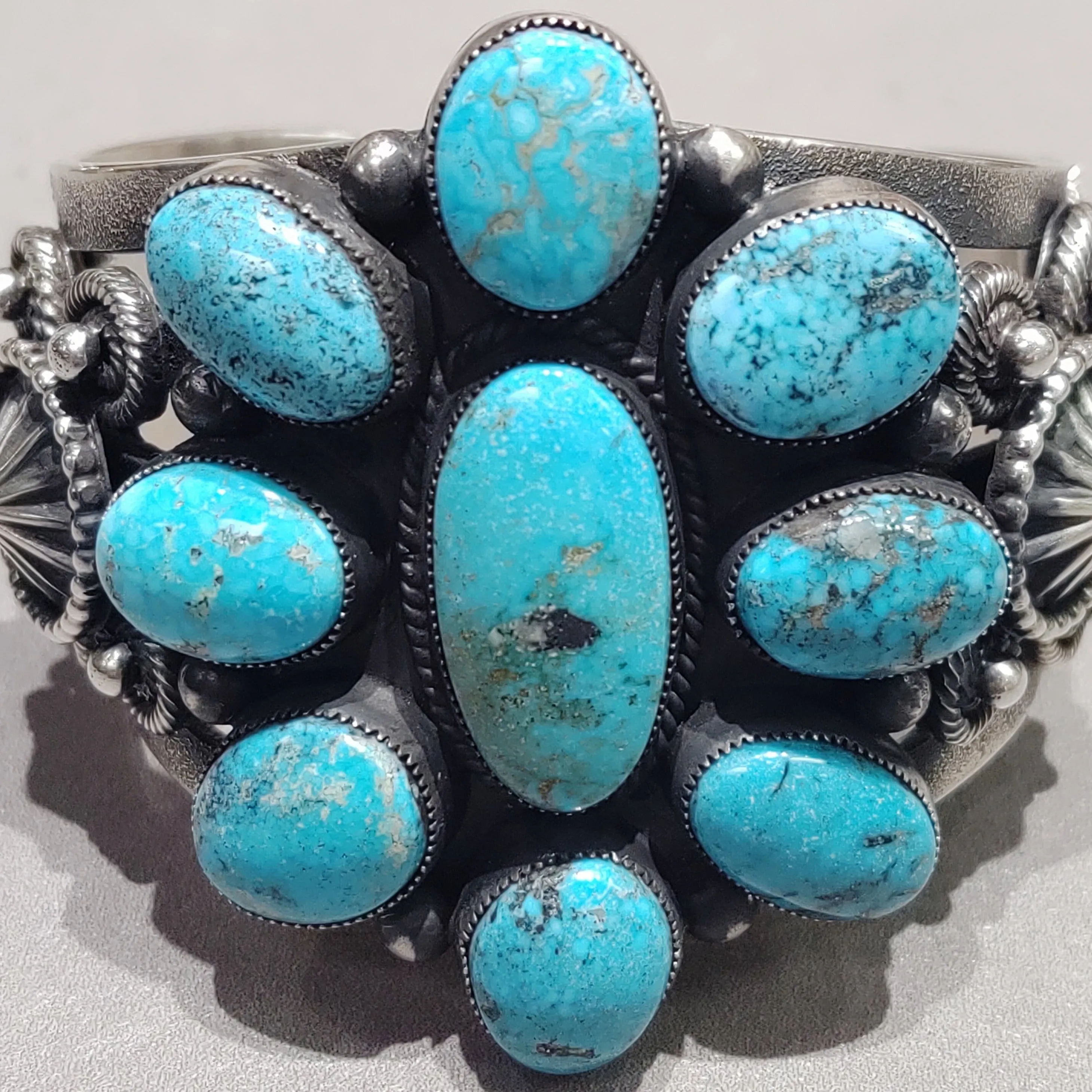 Hemerson Brown Sterling Silver Turquoise Cuff - Handmade Native American