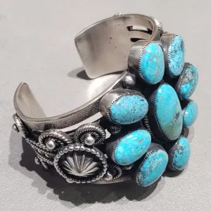 Hemerson Brown Sterling Silver Turquoise Cuff - Handmade Native American