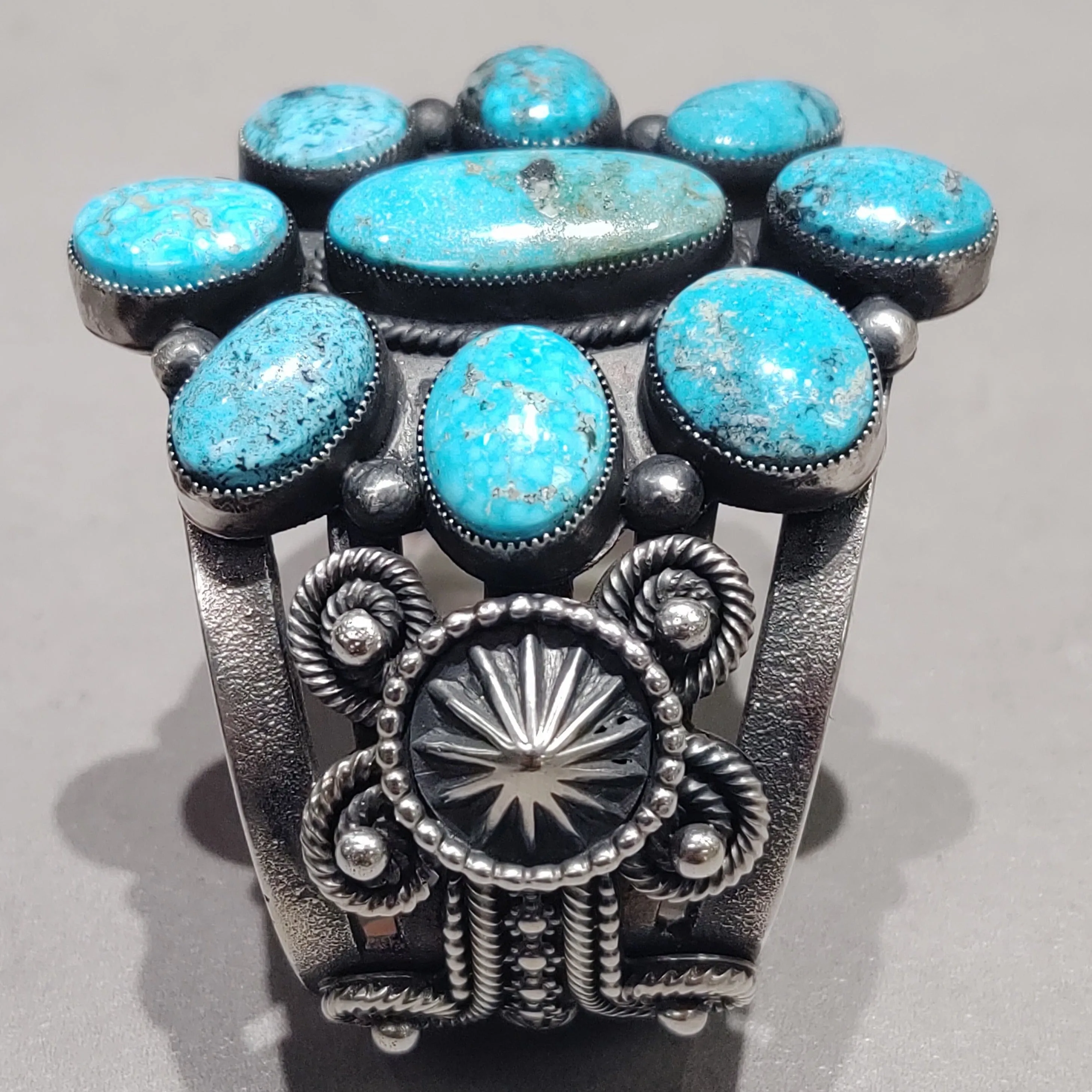 Hemerson Brown Sterling Silver Turquoise Cuff - Handmade Native American