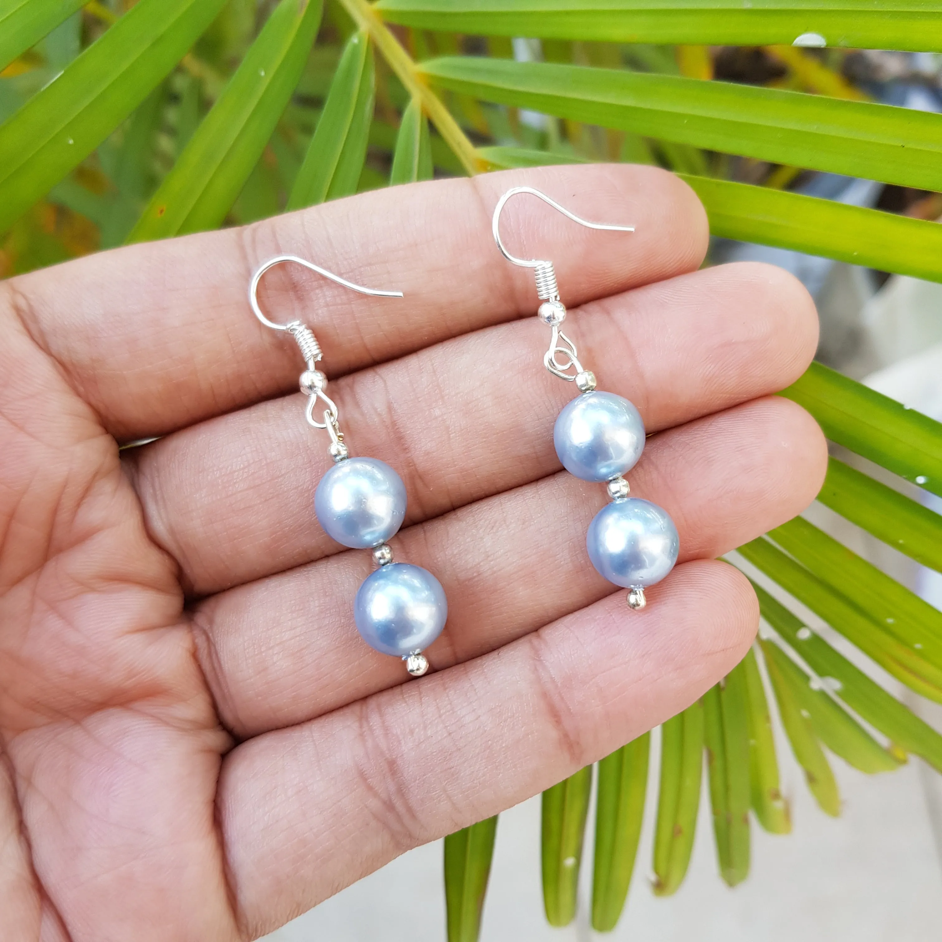 Imeora Light Blue 10mm Shell Pearl Earrings