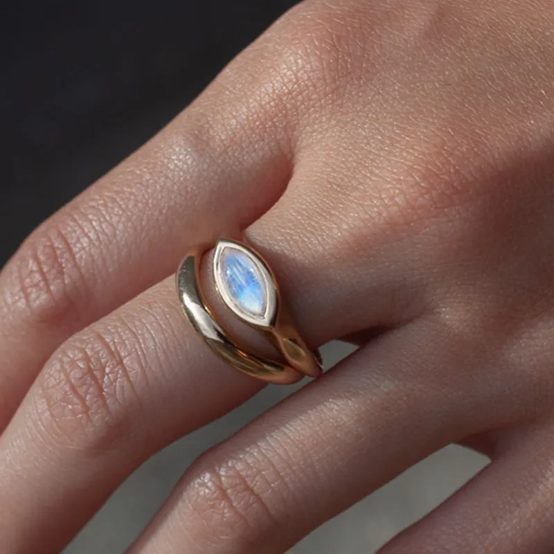 Iris Ring, Rainbow Moonstone, 9kt Yellow Gold