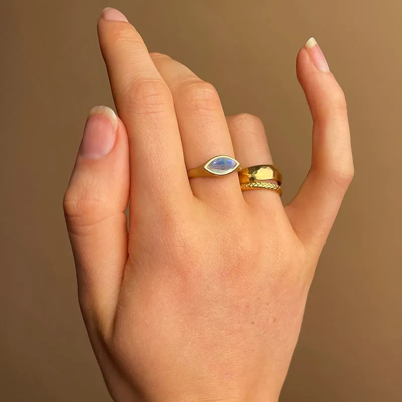 Iris Ring, Rainbow Moonstone, 9kt Yellow Gold