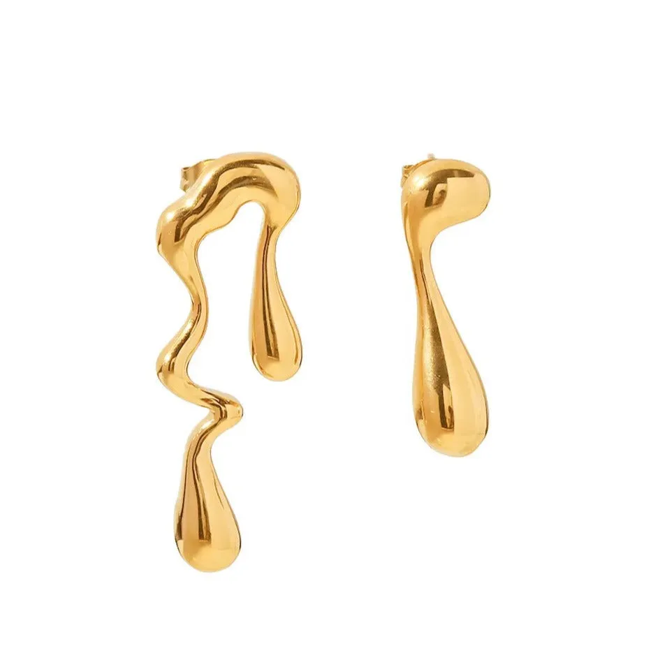 Irregular Melted Drop Mismatched Earrings