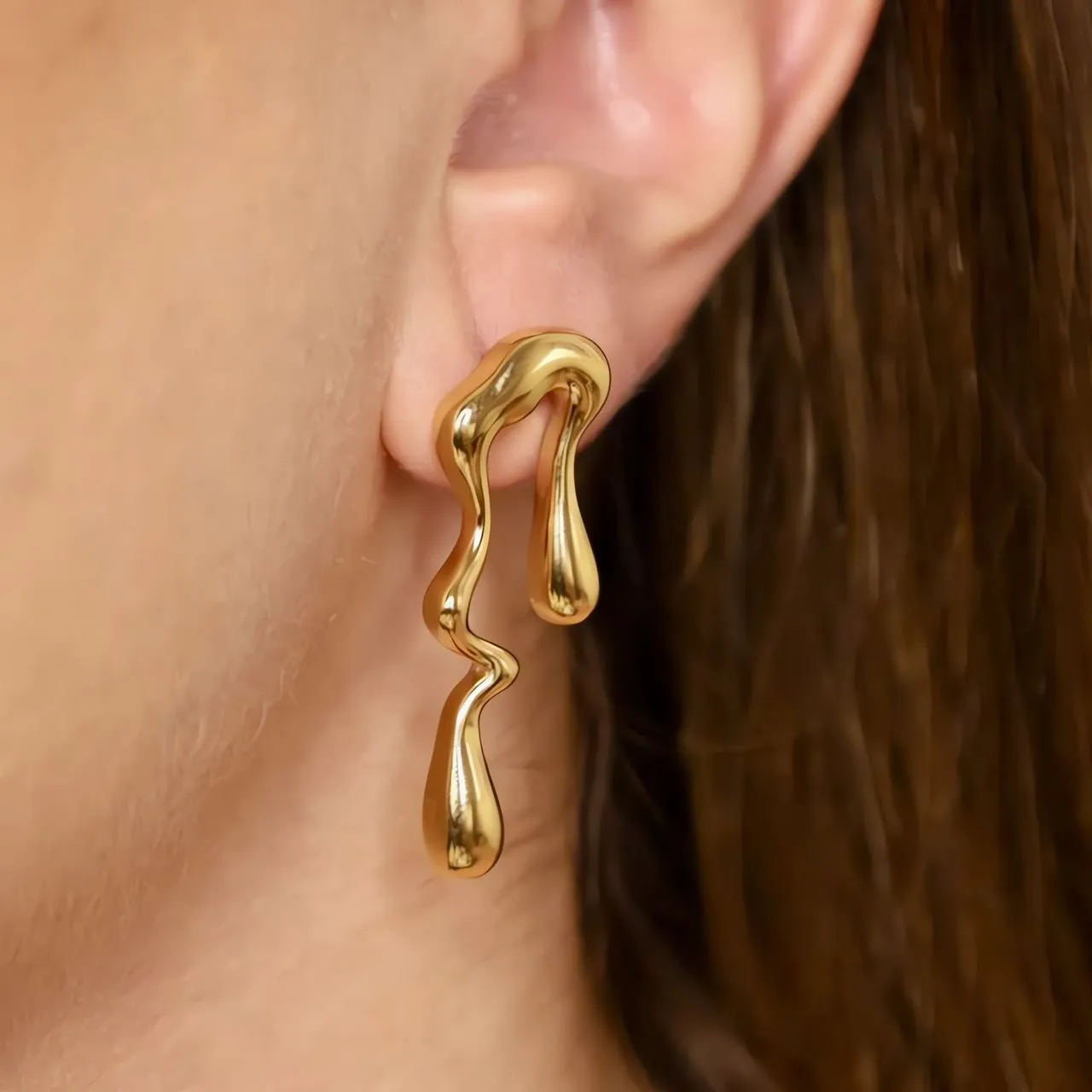 Irregular Melted Drop Mismatched Earrings