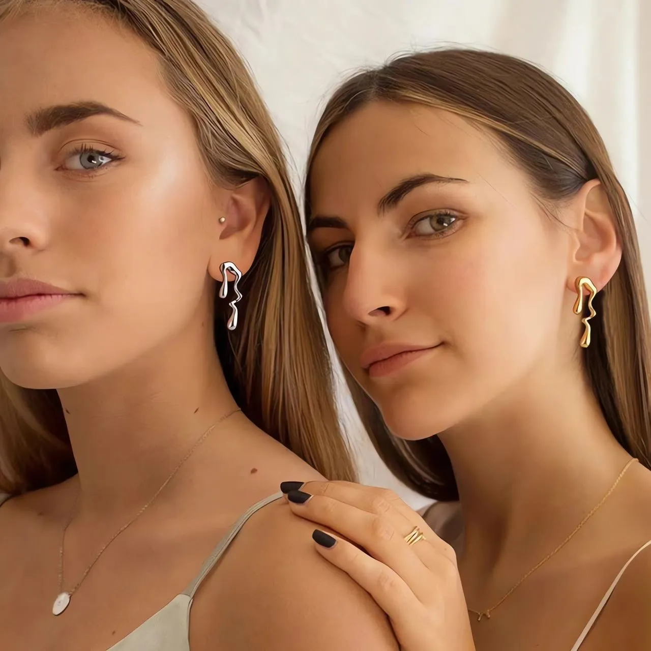 Irregular Melted Drop Mismatched Earrings
