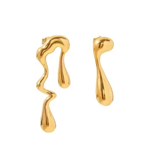 Irregular Melted Drop Mismatched Earrings