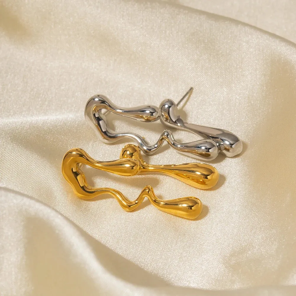 Irregular Melted Drop Mismatched Earrings