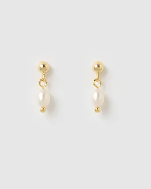 Izoa Dove Earrings Gold Pearl
