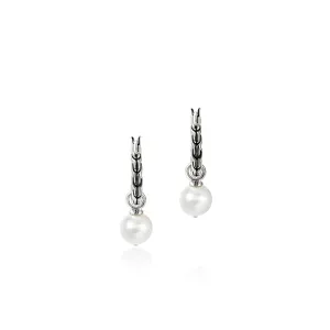 JOHN HARDY STERLING SILVER ESSENTIALS PEARL HOOP EARRINGS