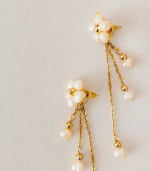 Kalachuchi Long Drop Pearl Earrings (Two-Way)