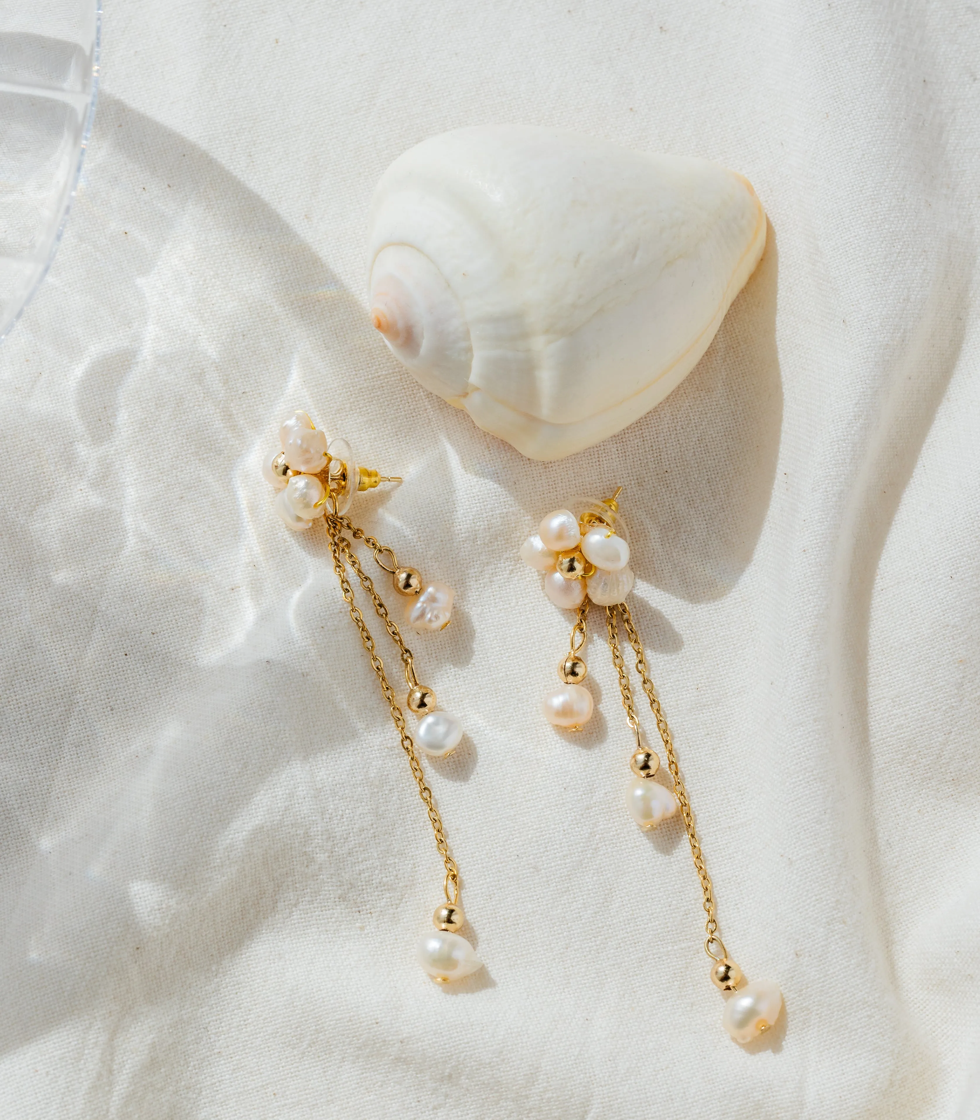 Kalachuchi Long Drop Pearl Earrings (Two-Way)