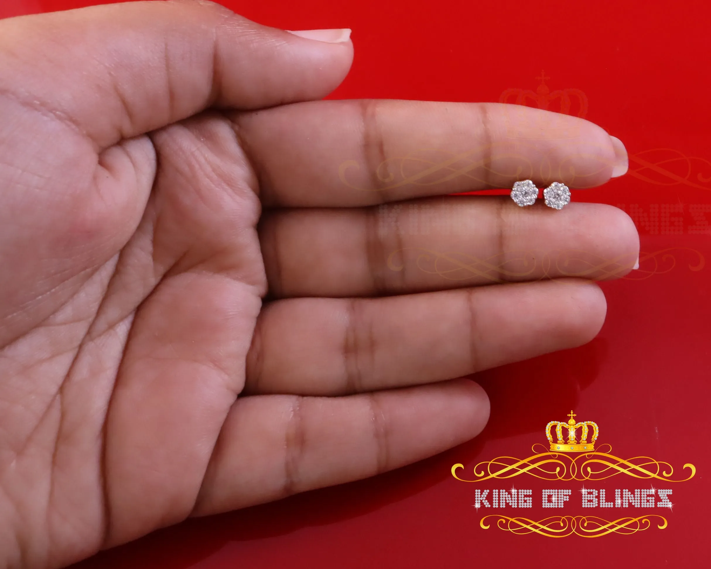 King of Bling's 1.14ct Cubic Zirconia 925 Yellow Silver Sterling Hip Hop Floral Women's Earrings