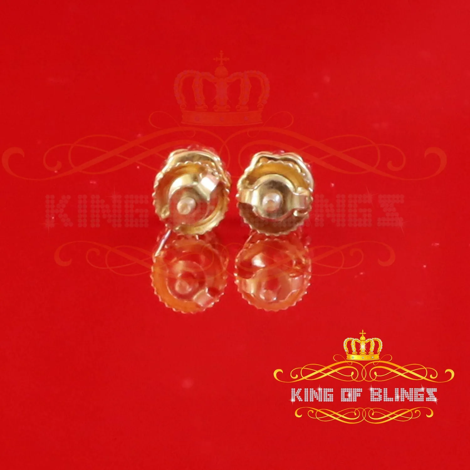 King of Bling's 1.14ct Cubic Zirconia 925 Yellow Silver Sterling Hip Hop Floral Women's Earrings