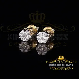King of Bling's 1.14ct Cubic Zirconia 925 Yellow Silver Sterling Hip Hop Floral Women's Earrings