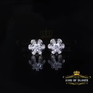 King of Bling's Women's Stud Earrings 1.00ct 925 Silver Moissanite European cut White Buttercups
