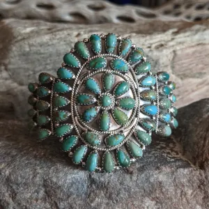 Kingman Turquoise Cluster Bracelet by Ophelia Moses GJ-BRC-0070