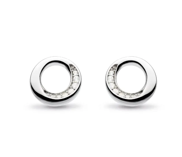 Kit Heath Silver Bevel CZ Stud Earrings (SI2641)