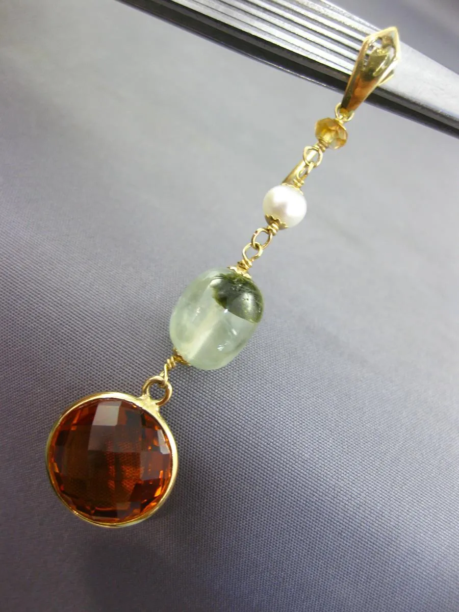 LARGE 28.0CT AAA MULTI GEM 14KT YELLOW GOLD 3D LEVERBACK HANGING EARRINGS #27049