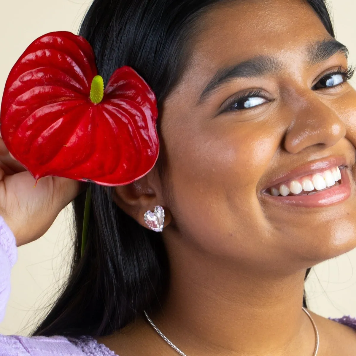 Large Anthurium Stopper Stud Earring
