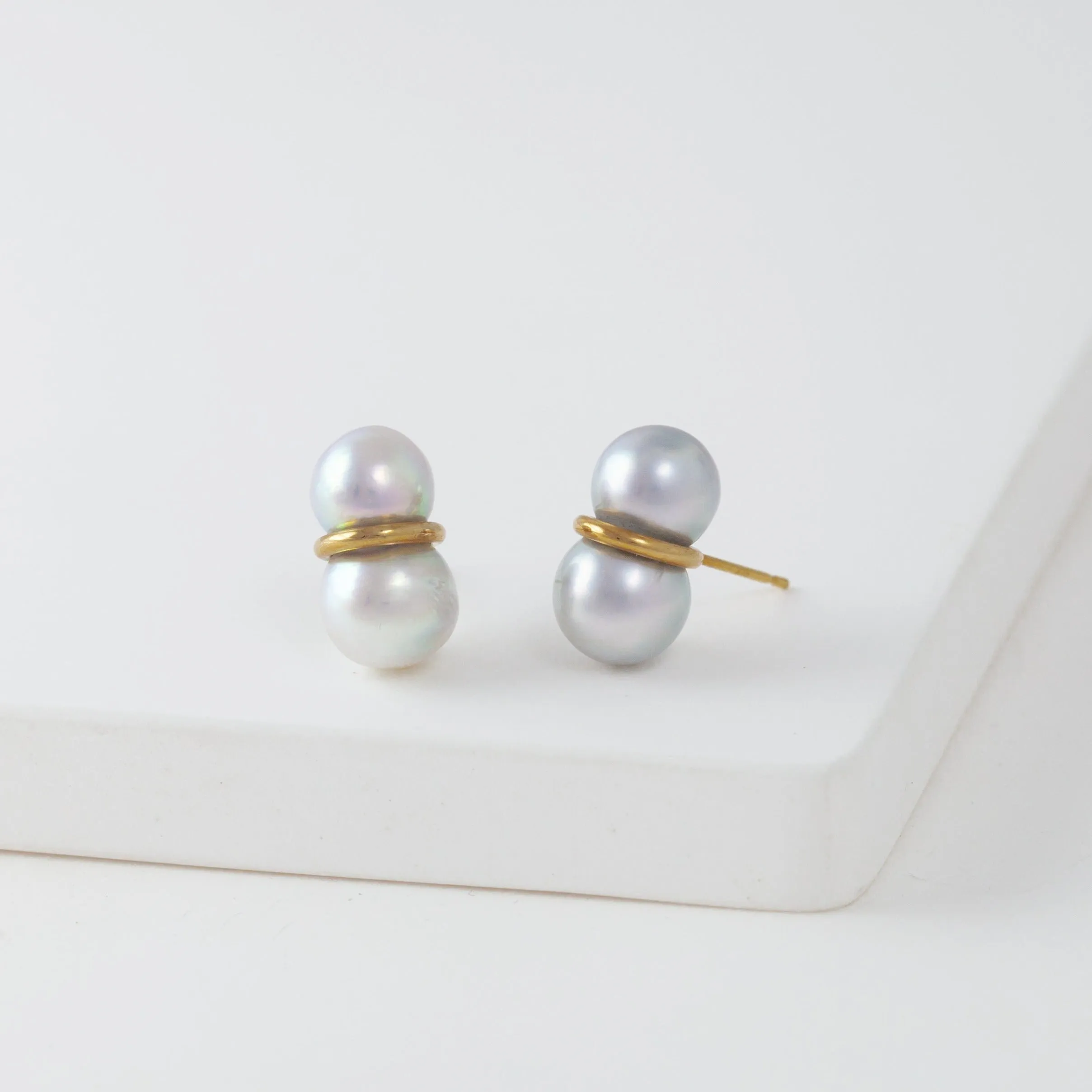 Large twin pearl earrings