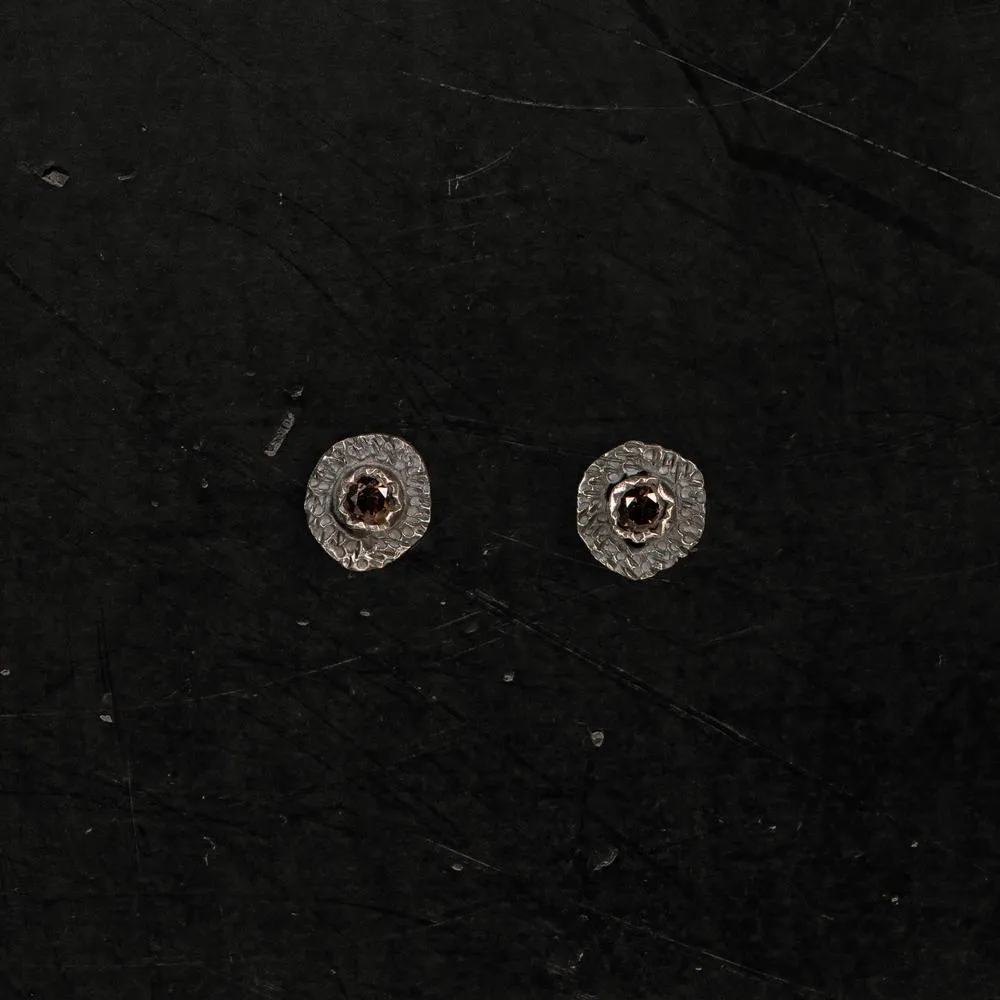 Lee Brennan design raw smoky quartz stud