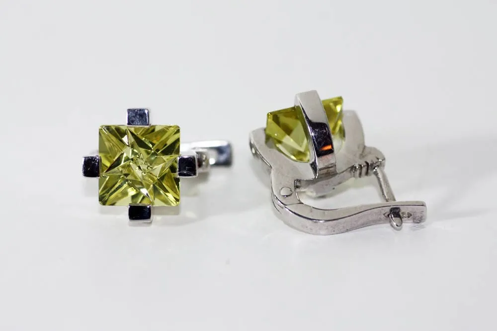 Lemon Quartz Studs Cocktail Earrings