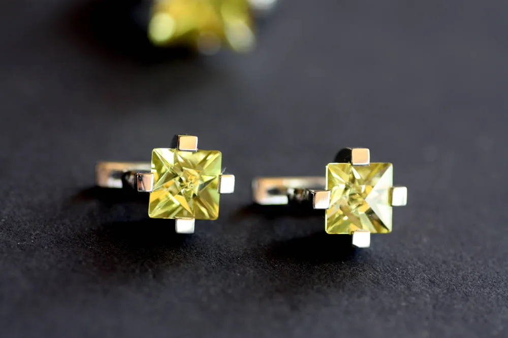 Lemon Quartz Studs Cocktail Earrings