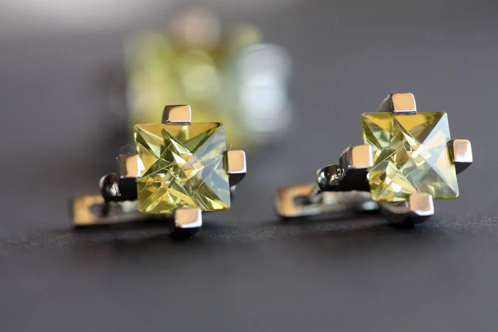 Lemon Quartz Studs Cocktail Earrings
