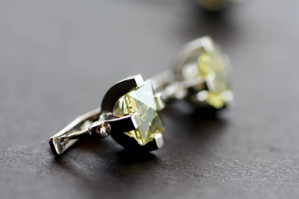 Lemon Quartz Studs Cocktail Earrings