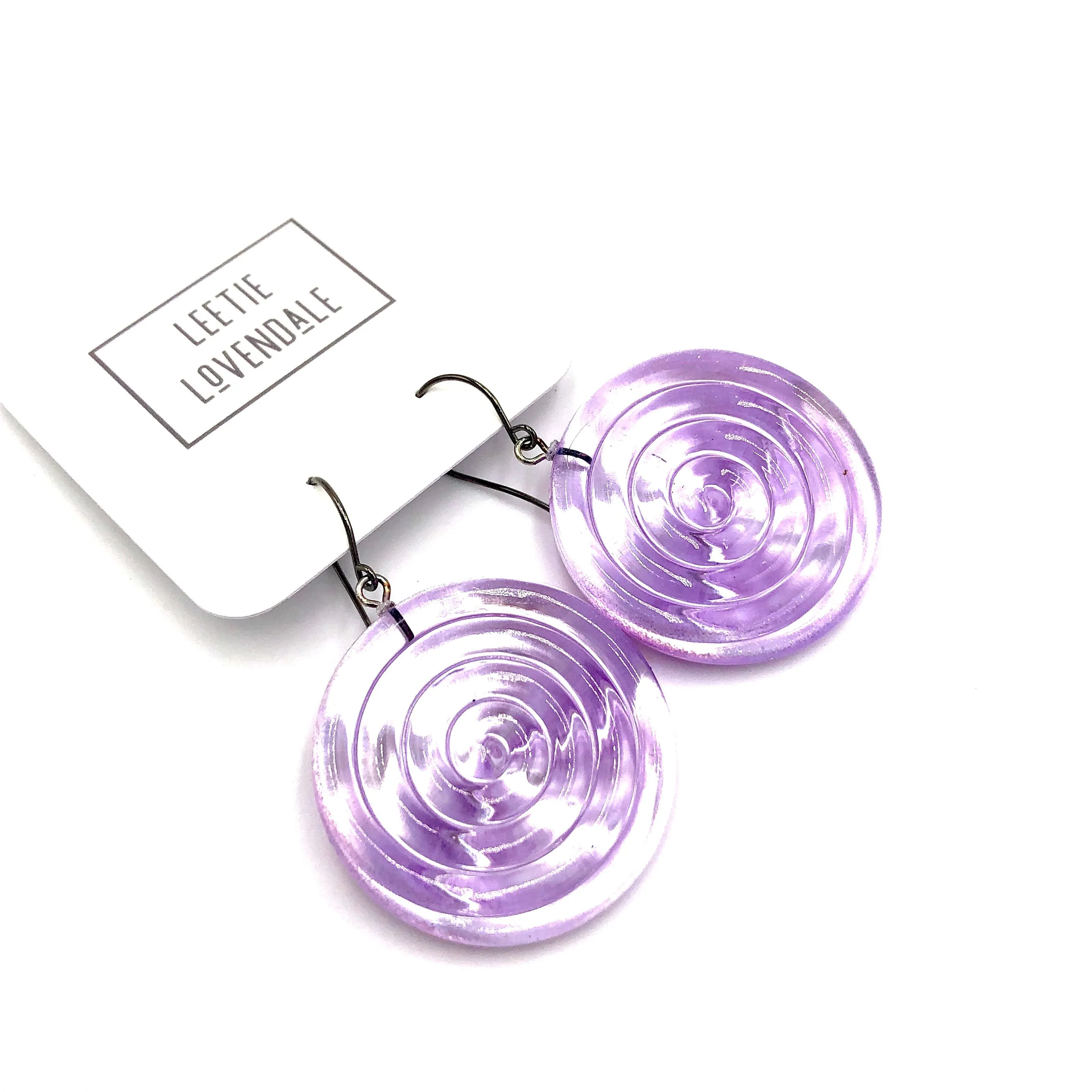 Lilac & Glow Spiral Drop Earrings