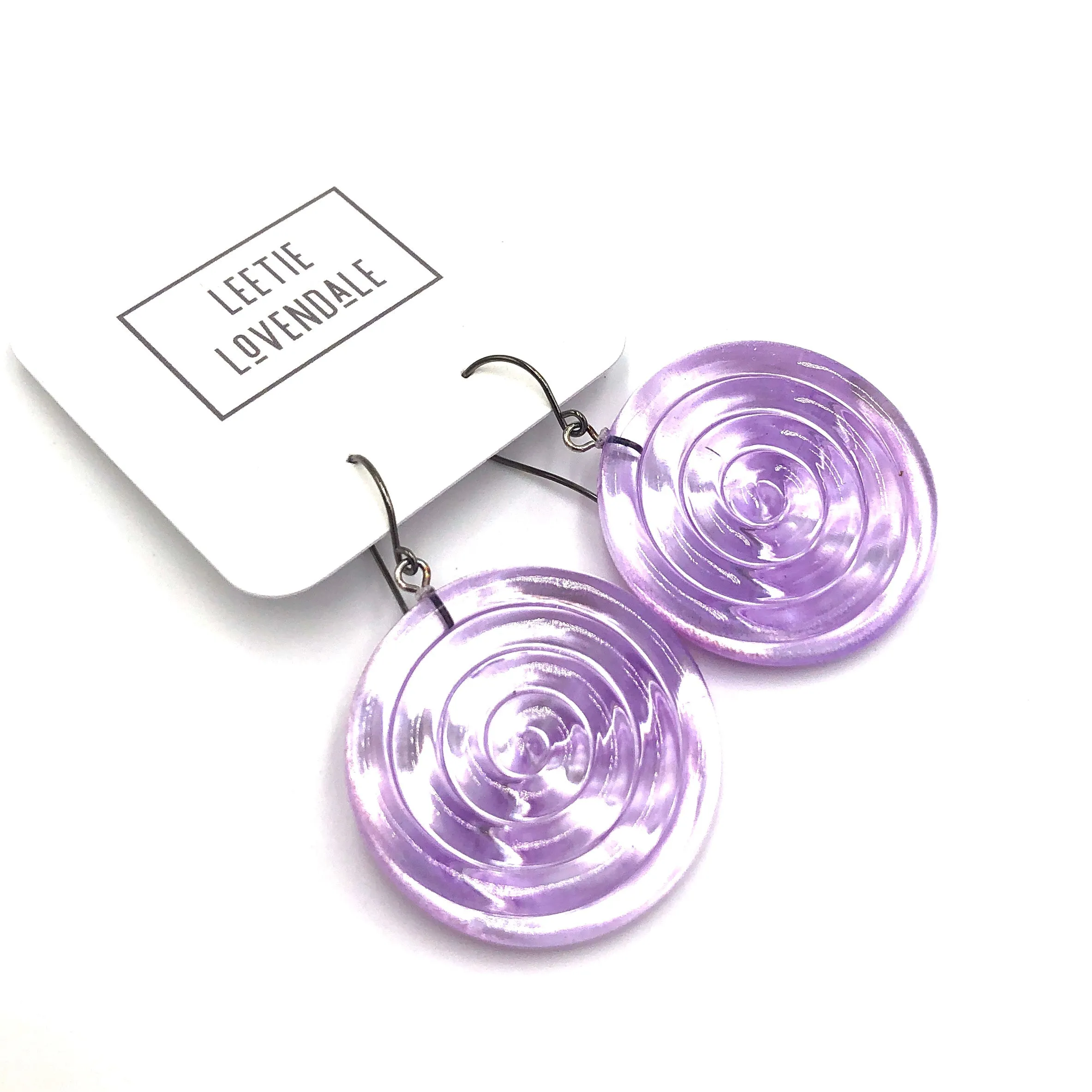 Lilac & Glow Spiral Drop Earrings