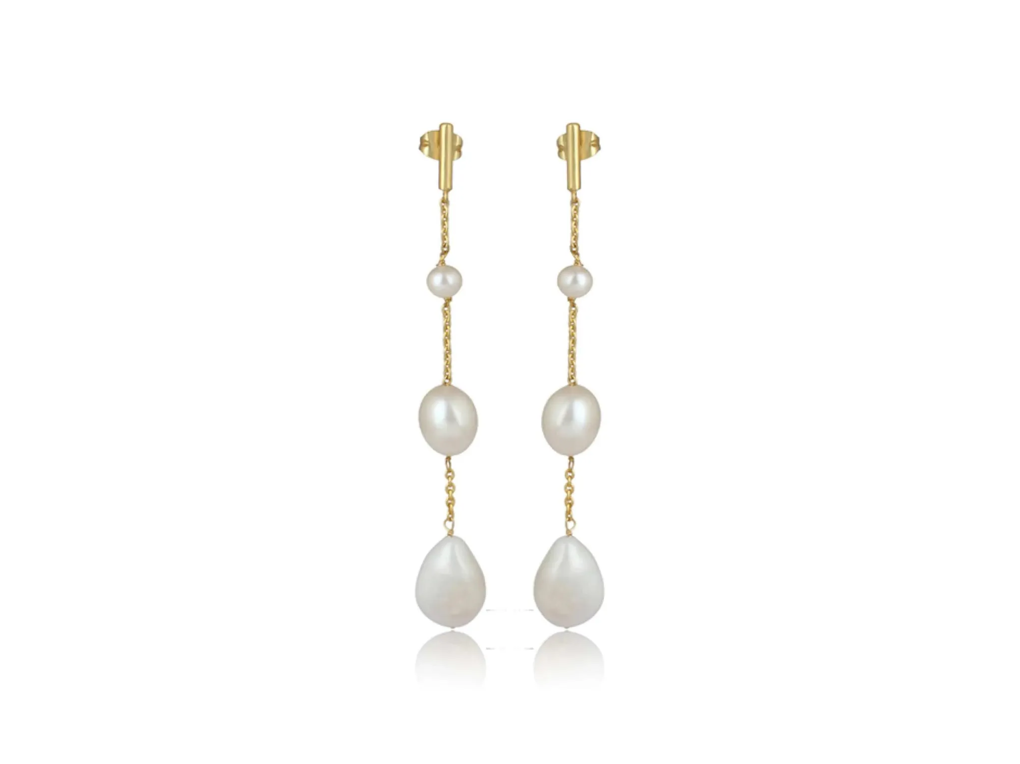 Lola Knight - Alora - Minimal Bridal Pearl Earrings - 18CT Gold