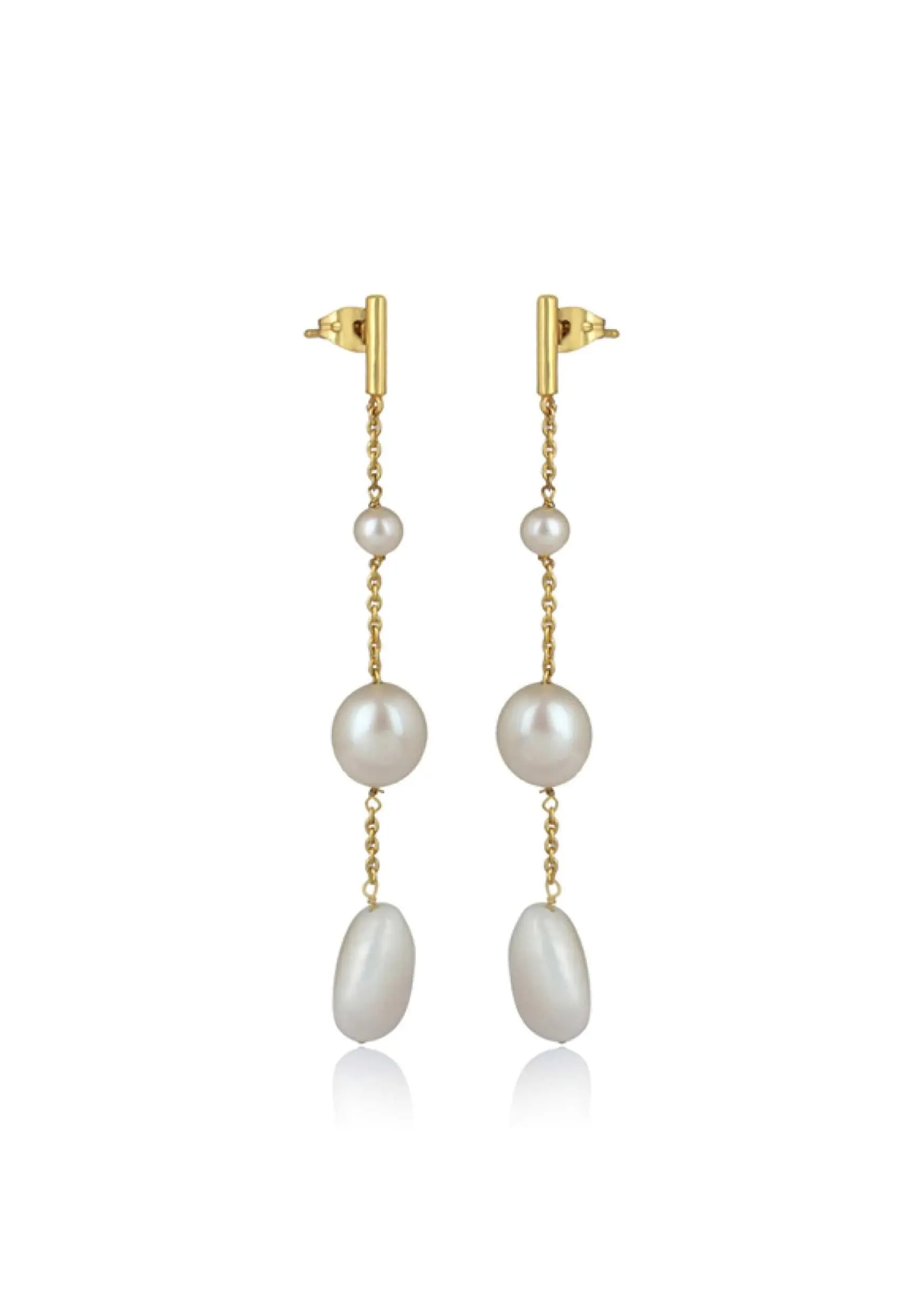 Lola Knight - Alora - Minimal Bridal Pearl Earrings - 18CT Gold