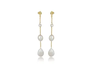 Lola Knight - Alora - Minimal Bridal Pearl Earrings - 18CT Gold
