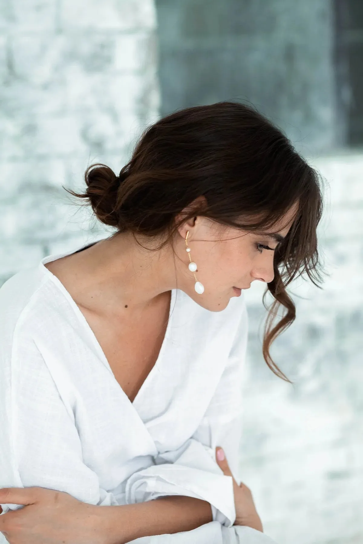 Lola Knight - Alora - Minimal Bridal Pearl Earrings - 18CT Gold