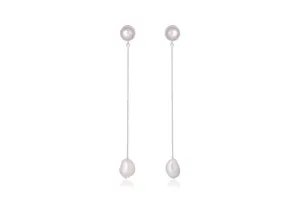 Lola Knight - Maya - Pearl Dangle Earrings - Silver