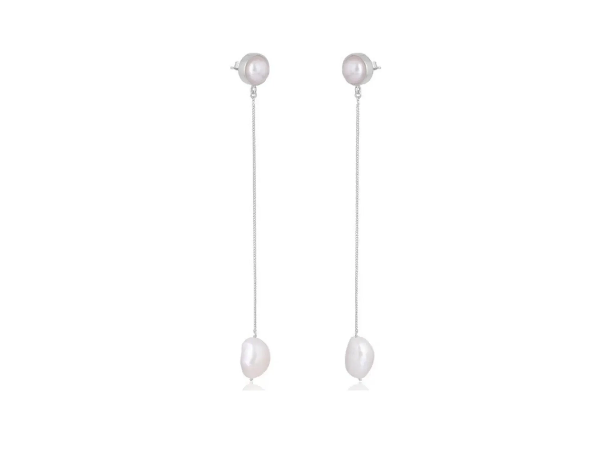 Lola Knight - Maya - Pearl Dangle Earrings - Silver