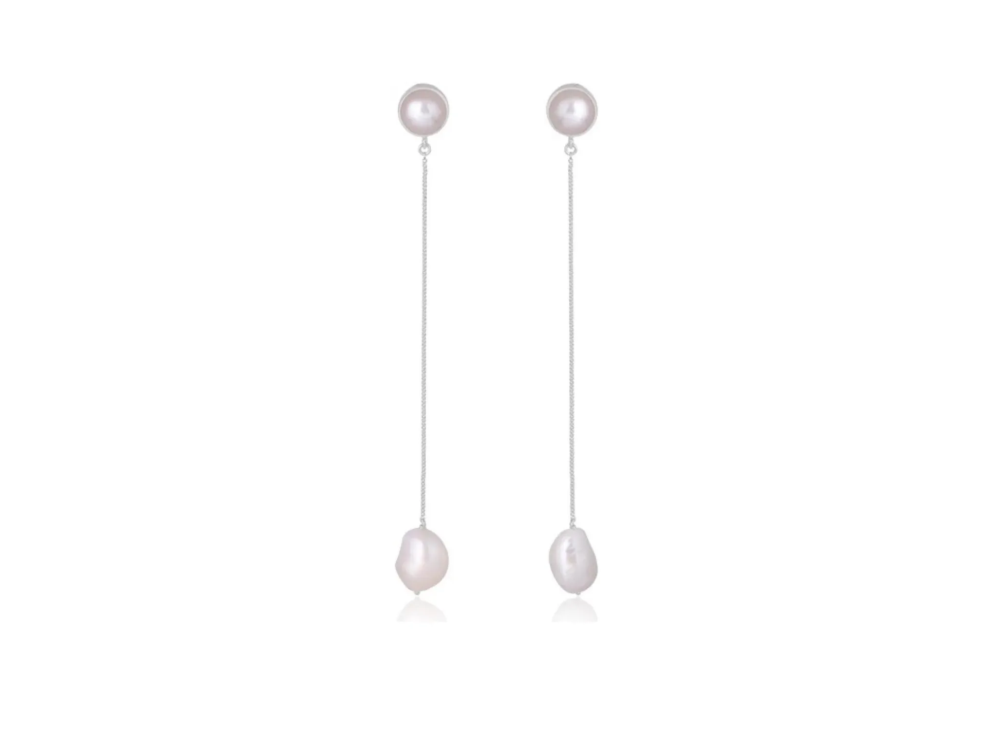 Lola Knight - Maya - Pearl Dangle Earrings - Silver