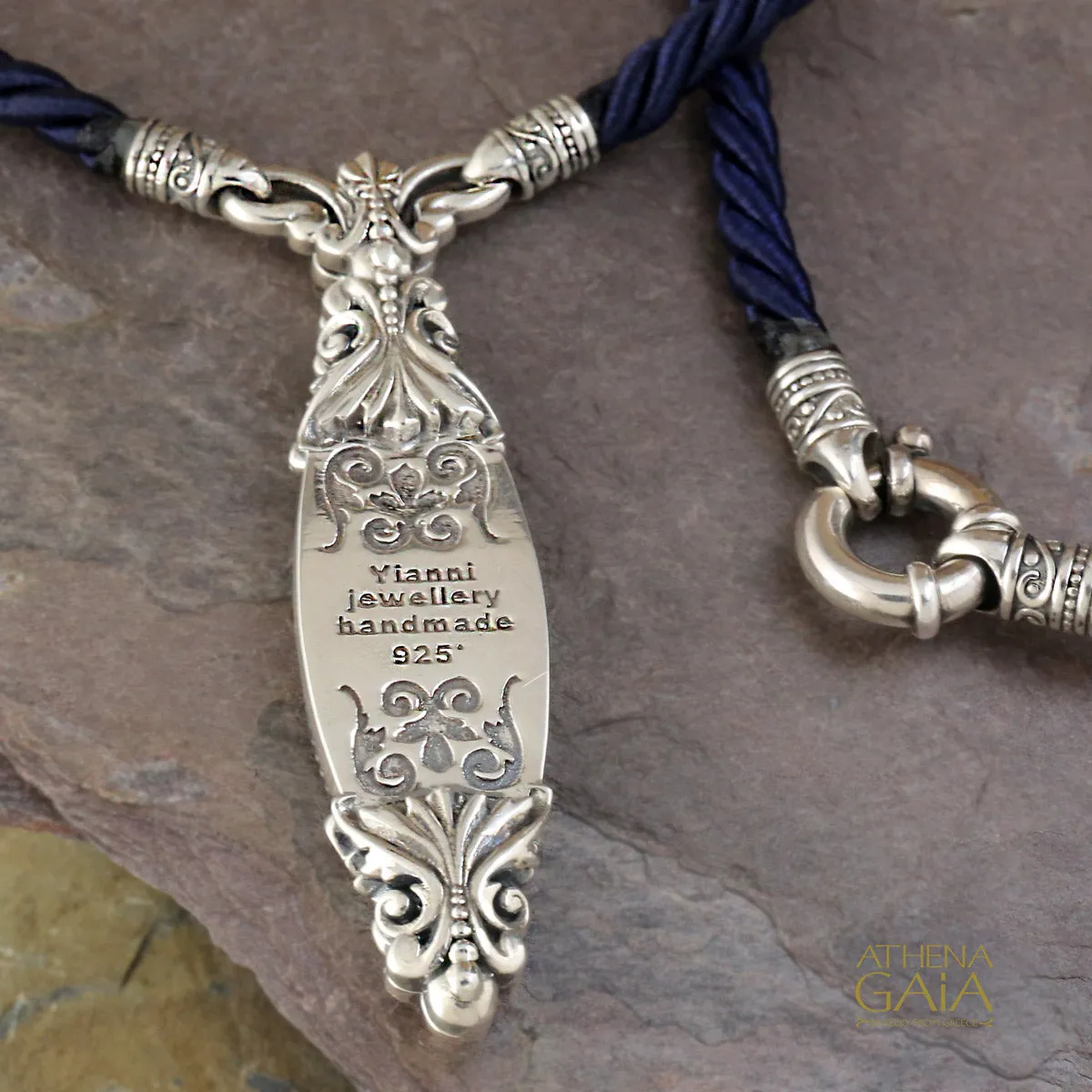 Long Lapis Pendant with Cord