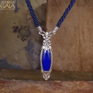 Long Lapis Pendant with Cord