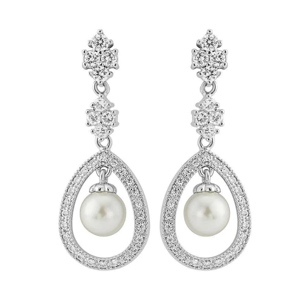Lucille Crystal and Pearl Drop Earrings