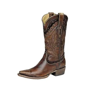 Men's Vintage Cognac Mestizo Snip Toe Cowboy Boots - C1912